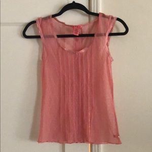 Roxy mesh pink polka dot shirt